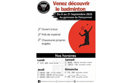 Venez découvrir le Badminton