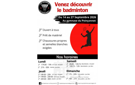 Quinzaine Découverte du 14 au 27 septembre 2026